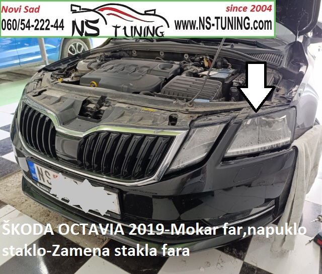 octavia skoda 2018 2019 2020 mokar far led napuklo staklo reparacija servis farova novi sad ns tuning zamena stakla fara